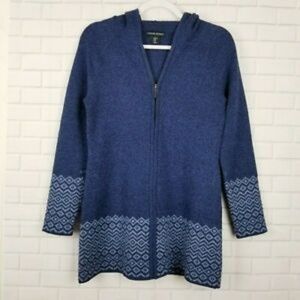 Cynthia Rowley Merino Wool Hooded Zip Sweater - L